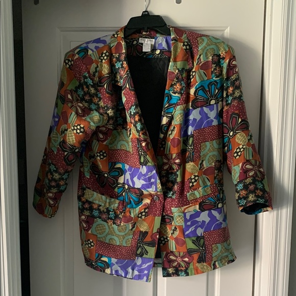 Robert Stock Jackets & Blazers - Red and Orange Blazer with 3/4 Sleeves and Lapel Collar